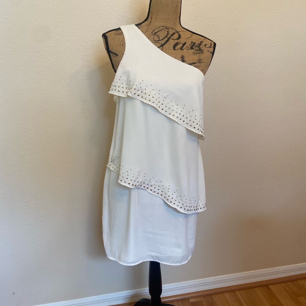 Express Single Shoulder Layered Mini Dress